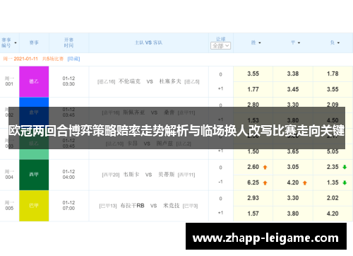 欧冠两回合博弈策略赔率走势解析与临场换人改写比赛走向关键